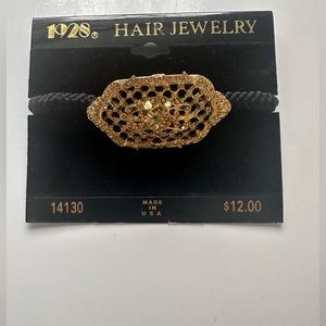 Vintage 1928 Hair Jewelry Ponytail Holder Gold Tone NWT